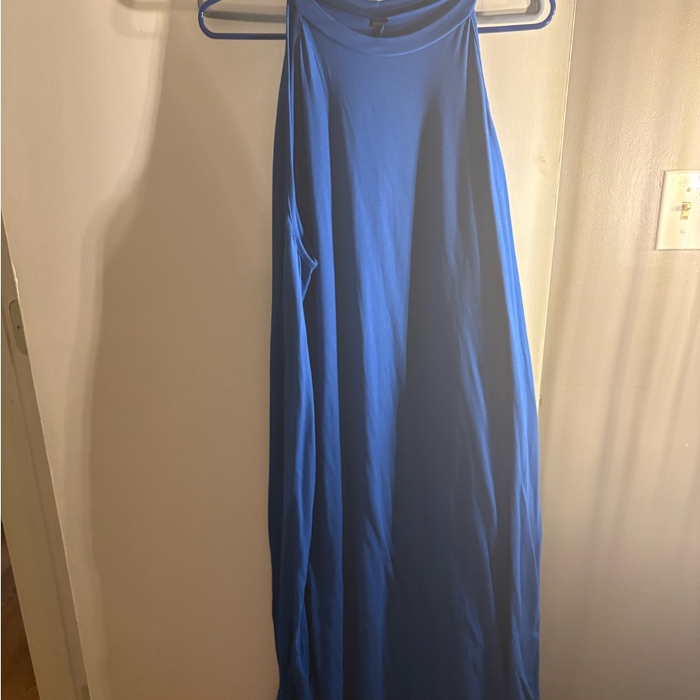 Sheik Vibrant Blue High neck maxi Dress